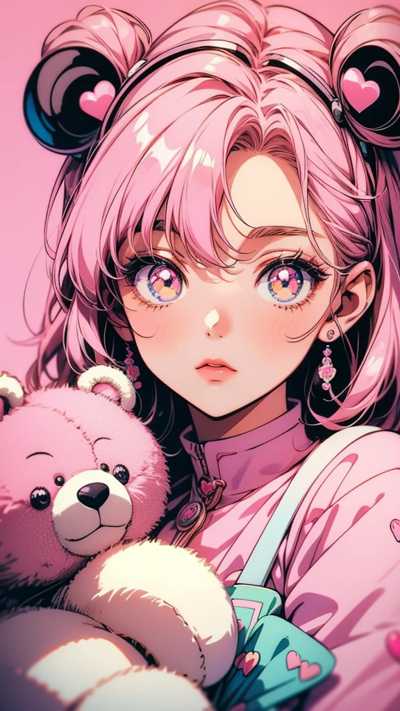 Close-up of a person holding a teddy bear against a pink background, Decora style illustrations, Cute art style, Cute girl anime visuals, Cute anime manga style, Anime art style, Pin on anime, beautiful Anime art style, Anime Moe Art Style, Anime Graphic Illustration, Anime atmosphere, Anime-style illustrations, Trending Anime Art, Anime Aesthetics