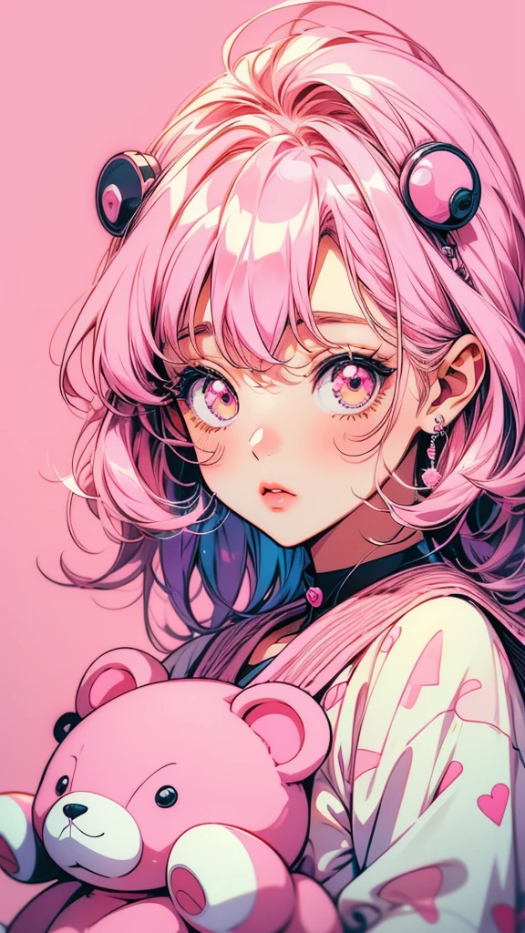 Close-up of a person holding a teddy bear against a pink background, Decora style illustrations, Cute art style, Cute girl anime visuals, Cute anime manga style, Anime art style, Pin on anime, beautiful Anime art style, Anime Moe Art Style, Anime Graphic Illustration, Anime atmosphere, Anime-style illustrations, Trending Anime Art, Anime Aesthetics