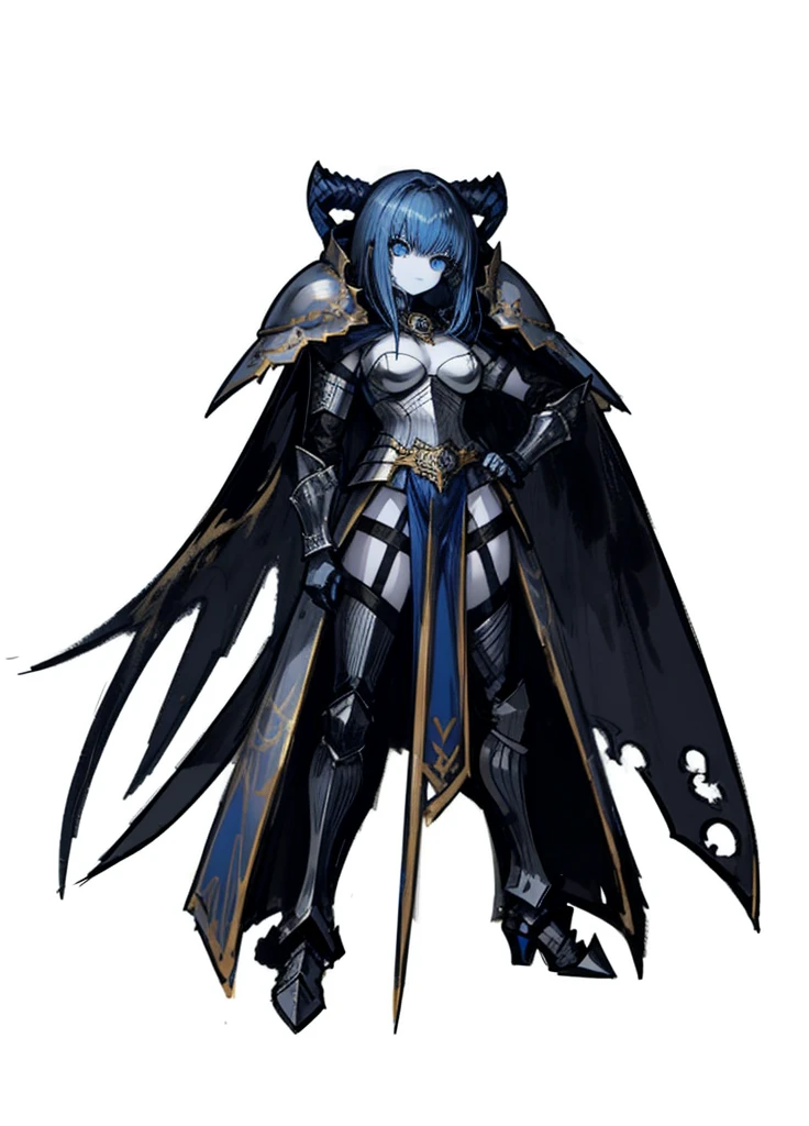 1girl, pale skin, blue eyes, blue hair, gladiator, heavy armor, cape, nice clothes, (high resolution, high detail, best quality),
black background, serious