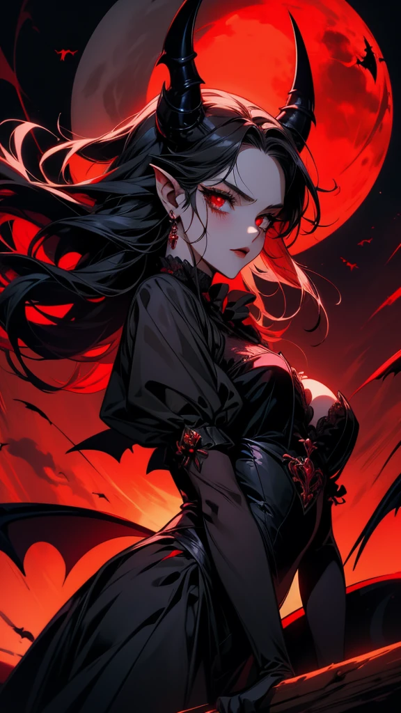 Bleeding on the face、Anime girl with a bat in her hand, Devil Anime Girl, vampireの少女, Devil Girl, Gothic Maiden Anime Girl, 怖いvampire, With eyes that glow red, ラソンブラ一族のvampire, Dark Vampire, アニメのvampire, Succubus | Medieval, beautiful Succubus, Succubus, vampire, 女性のvampire, Dark devil dancer