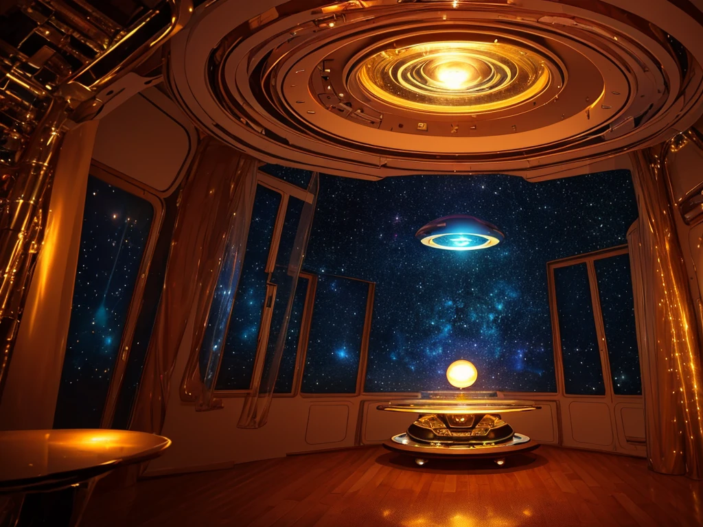 (((Masterpiece))), (high quality),Inside a UFO,A glittering, metallic, mechanical room,Alien&#39;s room,