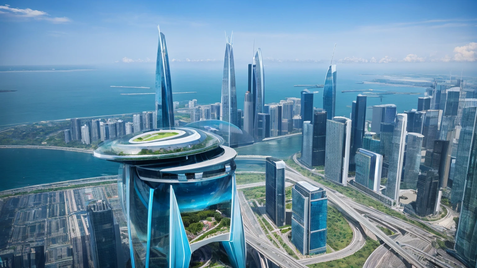 (Best quality,4K,8K,A high resolution,Masterpiece:1.2),Ultra-detailed,(Realistic,Photorealistic,photo-realistic:1.37),Futuristic floating city,Futuristic technology,Huge urban high-tech tablet platform,Airship,Floating in the sky,Futuristic city,Small airships around,High-tech hemispherical platform,Colorful lights,Advanced architecture,modernn architecture,skyscrapper,Access the cloud,Scenic beauty,view over city,Impressive design,Blend seamlessly with nature,energetic and vibrant atmosphere,Futuristic transportation system,Parking is suspended,Transparent path,Lush greenery,Sky gardens,cascading waterfalls,Magnificent skyline,reflections on the water,Sparkling river,Architectural innovation,futuristic skyscrapers,Transparent dome,The shape of the building is unusual,Elevated walkway,Impressive skyline,Glowing lights,Futuristic technology,Minimalist design,Scenic spots,Panoramic view,Cloud Piercing Tower,Vibrant colors,epic sunrise,epic sunset,Dazzling light display,magical ambiance,The future city,Urban Utopia,LuxuryLifestyle,Innovative energy,sustainable development,Smart city technology,Advanced infrastructure,Tranquil atmosphere,Nature and technology live in harmony,Awesome cityscape,Unprecedented urban planning,Architecture connects seamlessly with nature,High-tech metropolis,A cutting-edge engineering marvel,The future of urban living,Visionary architectural concept,Energy-efficient buildings,Harmony with the environment,A city floating above the clouds,Utopian dreams become reality,The possibilities are endless,State-of-the-art transportation network,Green energy integration,Innovative materials,Impressive holographic display,Advanced communication system,Breathtaking aerial view,Quiet and peaceful environment,Modernist aesthetics,Ethereal beauty