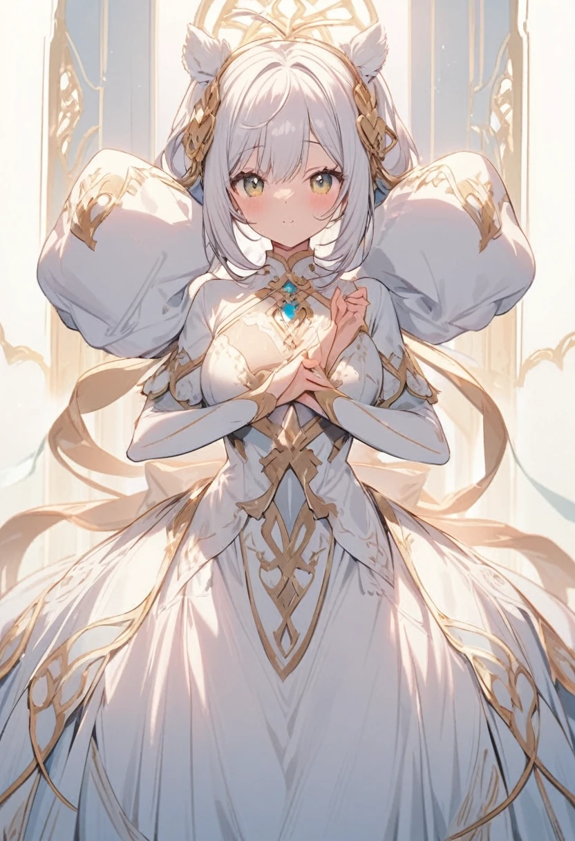 A woman stands with her whole body in an extremely cute pose.