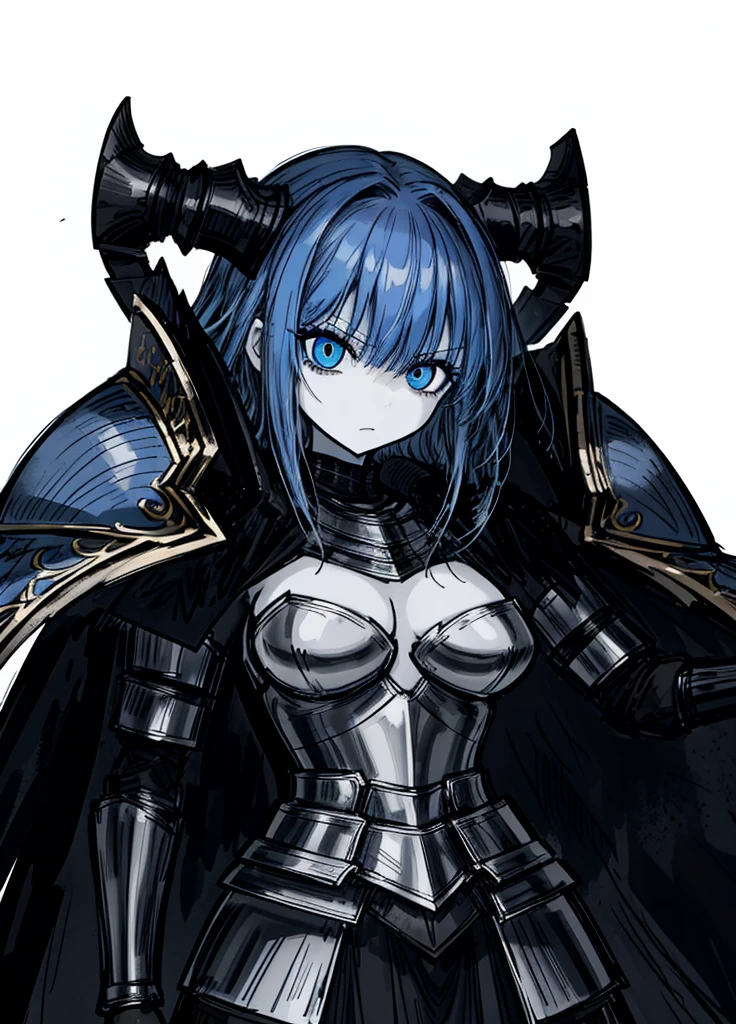 1girl, pale skin, blue eyes, black hair, swordswoman, white dress, nice clothes, (high resolution, high detail, best quality),
black background, calm, sword