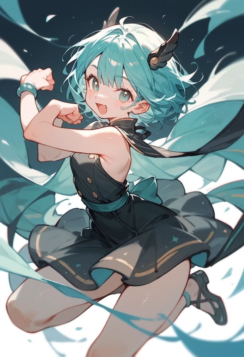 A woman stands with her whole body in an extremely cute pose.