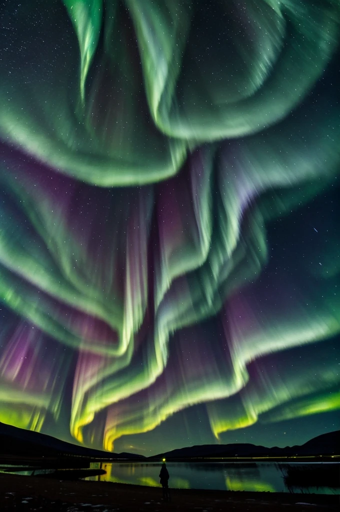 Painting that looks like it was painted by van Gogh about the northern lights