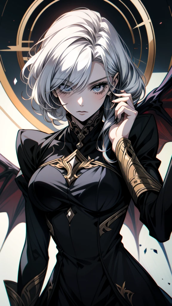 Anime girl with white hair and black clothes holding a demon, artwork in the style of Gwaiz, Jan J, Dark devil dancer, artstation pixivでトレンド, Gwaiz on artstation pixiv, Devil Anime Girl, Gwaiz on pixiv artstation, Dragon Girl, Gwaiz, the Dragon Girl portrait, Anime Monster Girl