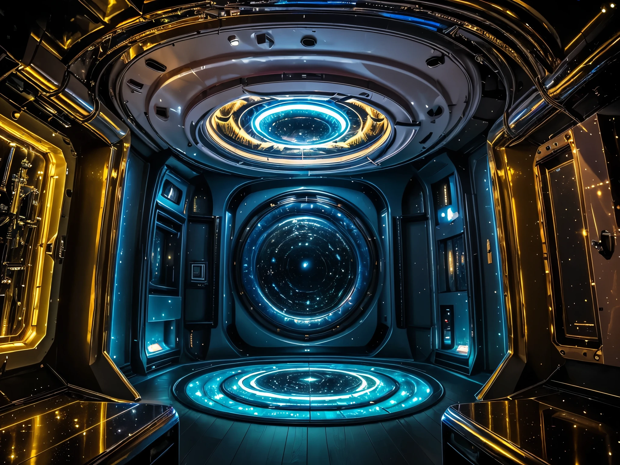 (((Masterpiece))), (high quality),Inside a UFO,A glittering, metallic, mechanical room,Alien's room,silver