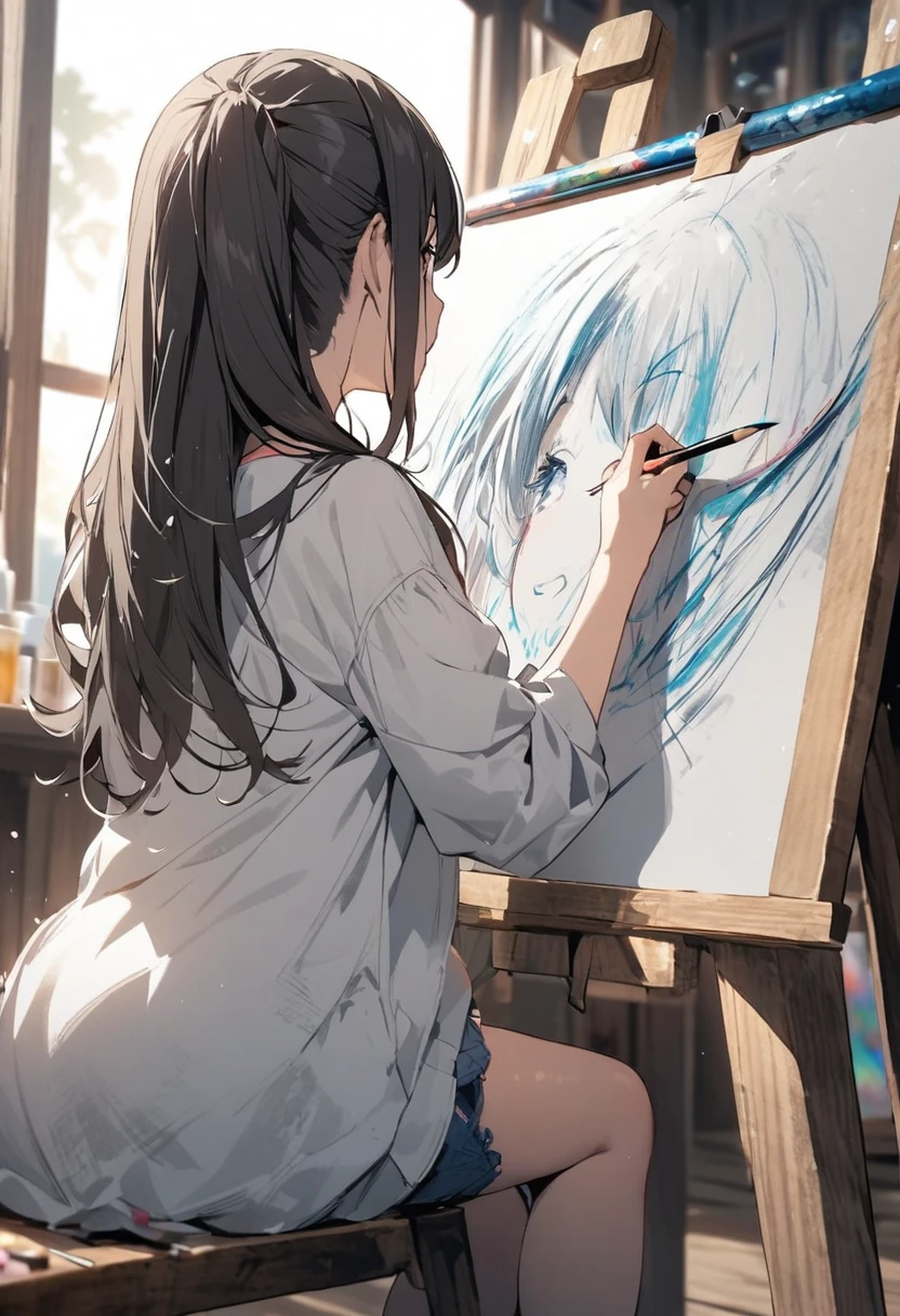 girl painter drawing