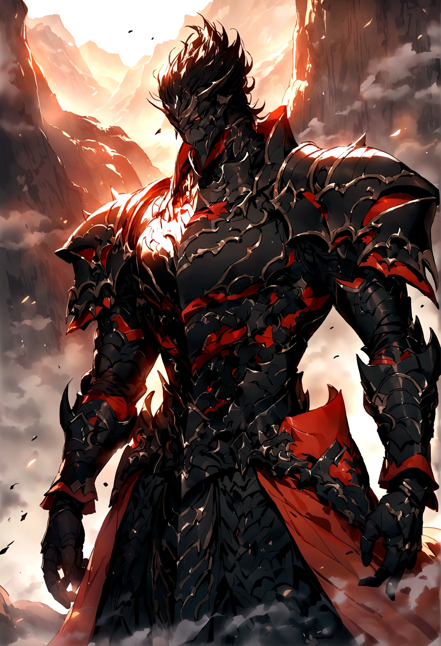 Warm sun,valley,Heavy fog,Soft lighting,Handsome boy,armor