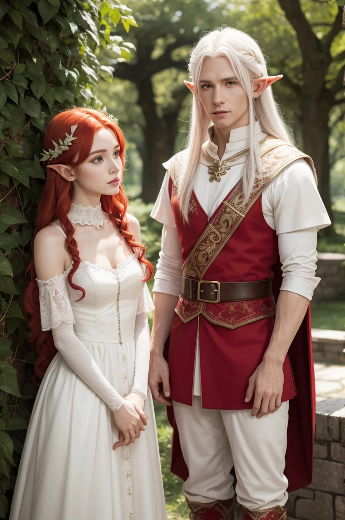 Red-haired elf and white-haired elf, Mediovale