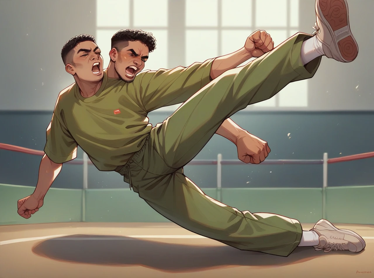 French man kicking a muslim