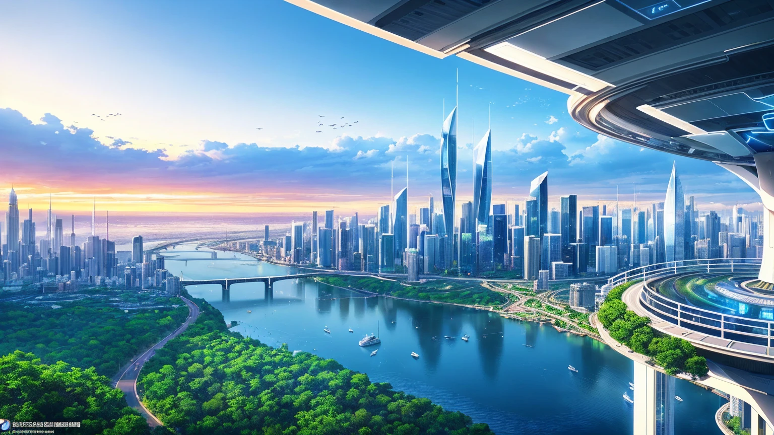 (Best quality,4K,8K,A high resolution,Masterpiece:1.2),Ultra-detailed,(Realistic,Photorealistic,photo-realistic:1.37),Futuristic floating city,Futuristic technology,Huge urban high-tech tablet platform,Airship,Floating in the sky,Futuristic city,Small airships around,High-tech hemispherical platform,Colorful lights,Advanced architecture,modernn architecture,skyscrapper,Access the cloud,Scenic beauty,view over city,Impressive design,Blend seamlessly with nature,energetic and vibrant atmosphere,Futuristic transportation system,Parking is suspended,Transparent path,Lush greenery,Sky gardens,cascading waterfalls,Magnificent skyline,reflections on the water,Sparkling river,Architectural innovation,futuristic skyscrapers,Transparent dome,The shape of the building is unusual,Elevated walkway,Impressive skyline,Glowing lights,Futuristic technology,Minimalist design,Scenic spots,Panoramic view,Cloud Piercing Tower,Vibrant colors,epic sunrise,epic sunset,Dazzling light display,magical ambiance,The future city,Urban Utopia,LuxuryLifestyle,Innovative energy,sustainable development,Smart city technology,Advanced infrastructure,Tranquil atmosphere,Nature and technology live in harmony,Awesome cityscape,Unprecedented urban planning,Architecture connects seamlessly with nature,High-tech metropolis,A cutting-edge engineering marvel,The future of urban living,Visionary architectural concept,Energy-efficient buildings,Harmony with the environment,A city floating above the clouds,Utopian dreams become reality,The possibilities are endless,State-of-the-art transportation network,Green energy integration,Innovative materials,Impressive holographic display,Advanced communication system,Breathtaking aerial view,Quiet and peaceful environment,Modernist aesthetics,Ethereal beauty