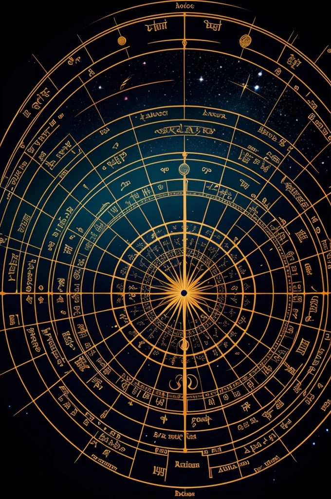 Image of a realistic astrological chart, with vibrant and realistic colors