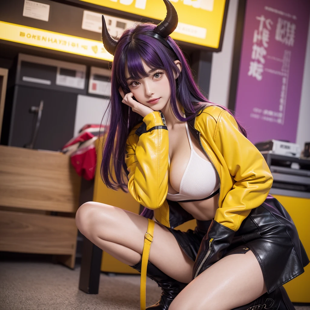 best quality,In 4K,beautiful girl,gravure idol,model,red,purple,Green outfit smile,highest quality,big breasts,hyper real stick、She has her bangs down,beautiful girl,Maid clotheasterpiece,perfect face,perfect breasts,long hair,Outstanding style,stimulating,Cute outfits,Horny girl,double eyelid,Naughty Girls,Erotic and cute,mini skirt,ribbon on uniform,colorful hair color,yellow eyes,leather jacket,horny girl,Knee-high boots,
Colorful,Multicolor,future fashion