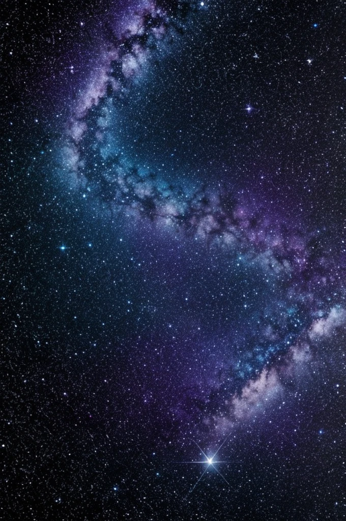 Constellation in the shape of a purple and blue galaxy bird 