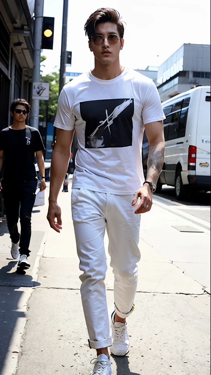 Male model with pants and t-shirt 