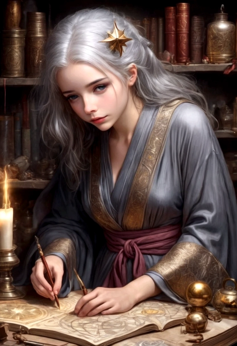 8K、(number々Award-winning masterpieces of、incredible detailing、textured、Maximum detail)、(hyper realisitic:1.4)、(reallistic:1.3)、(full body portrait painting:1.8)、(Upper Body Up:0.4)、(Top quality realistic textured skin)、(Elaborate perfectly symmetrical eyes)、Elaborate face、((medieval world))、((The Flame Devil of the Lord))、((The Fire Devil of the Lord's Hell))、(burning brightly、 Icy gaze)、(Full body like:1.6)、 (smiling mischievously)、(Eyes that glow red in the dark:1.5)、(A pair of red eyes emitting a strong red light from the inside:1.5)、(Swirling flames and flames in the background)、(dramatic light)、(A majestic sight)、(The expression is gentle and beautiful、Somewhere horrible)、Glass earrings in the ears、 (dramatic photography:1.4)、(dramatic pose)、(Golden hair)、(Silver)hair)、(maroon hair)、(Upturned hair)、((Downward-pointing hair)、(A simple necklace with exquisite workmanship around the neck)、(Bioluminescence with a brilliant glow:1.3)、(Fancy Flame Magic:1.2)、(Swirling flames)、 The Great Temple of the Devil、 Great Temple、 Great Temple、great cathedral、Temple ruins、Detached temple、(Luminous Magic Circle)、Ruins of the old castle、Shining majestic cloud masses and sky、lightning、Epic graphics、Faded、art by、(by Greg Rutkowski:0.8)、(teal and orange:0.4)、(art stations:1.5)、cinematic、((Neutral Color))、(HDR:1.5)、(Muted colors:1.2)、The ultra-detailliert、dramatic light、(intricate detailes:1.1)、the complex background、