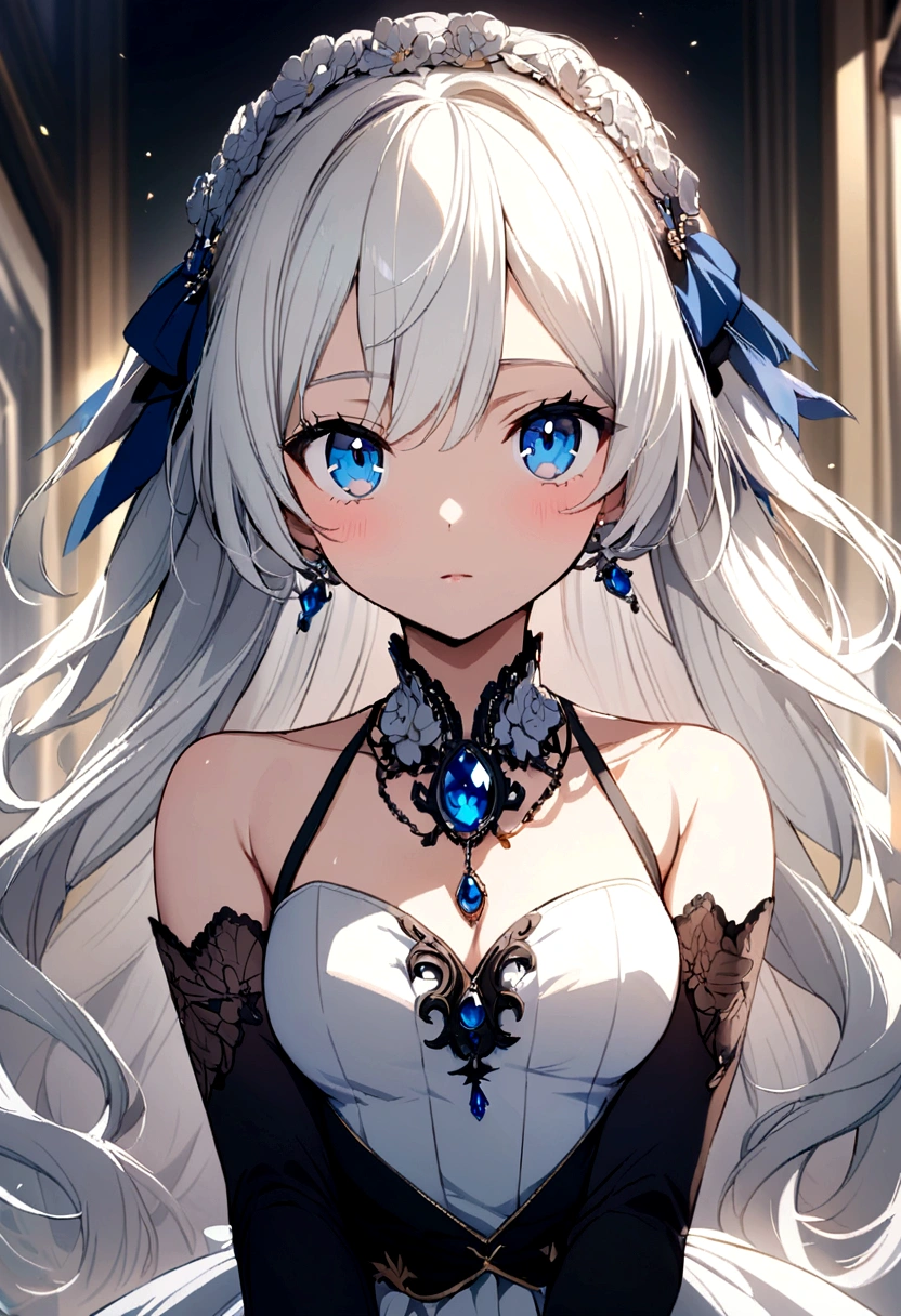Anime girl with white hair and blue eyes