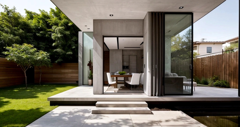 The house has simple and neat architecture, boxy, with sophisticated and modern lines. Construction materials such as brick, concrete, glass and metal are widely used to create a modern and shiny appearance.

The front of the house often has large windows or glass walls to maximize natural brightness and views to the outside. The doors are designed spaciously and can open to the garden or front porch, creating an open and airy living space.

The interior often has an open design, with the living space, kitchen and dining room connected to each other in a reasonable and convenient way. Use simple materials and furniture such as natural wood, steel and glass, combined with elegant colors such as white, gray and black to create elegant and modern beauty.

The exterior of the house is often planted with trees for cooling and beauty, and also helps reduce noise from the urban environment. This design often creates harmony between modern living space and the requirements of city life.
