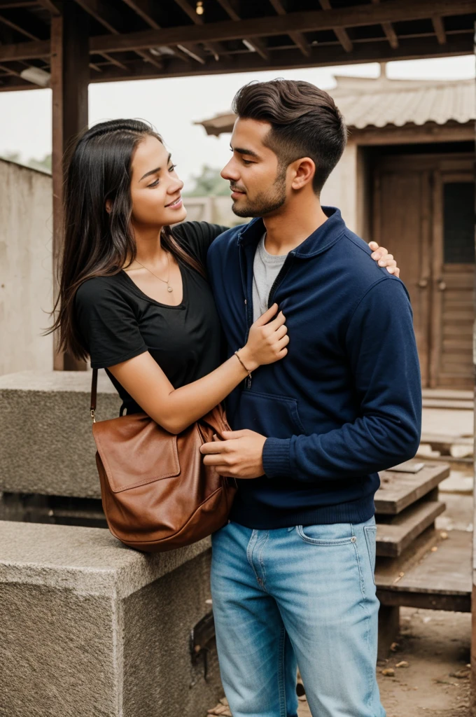 A man is taking with a girl