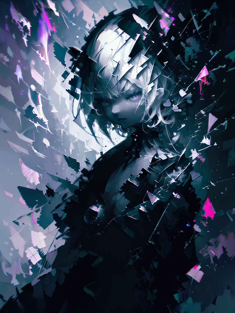 (a girl with) Aura-like gothic lighting, realistic Gothic-style artwork, detailed skeleton impaling itself with a sword in the neck, dark atmospheric background, high-res masterpiece:1.2, ultra-fine painting, professional, vivid colors