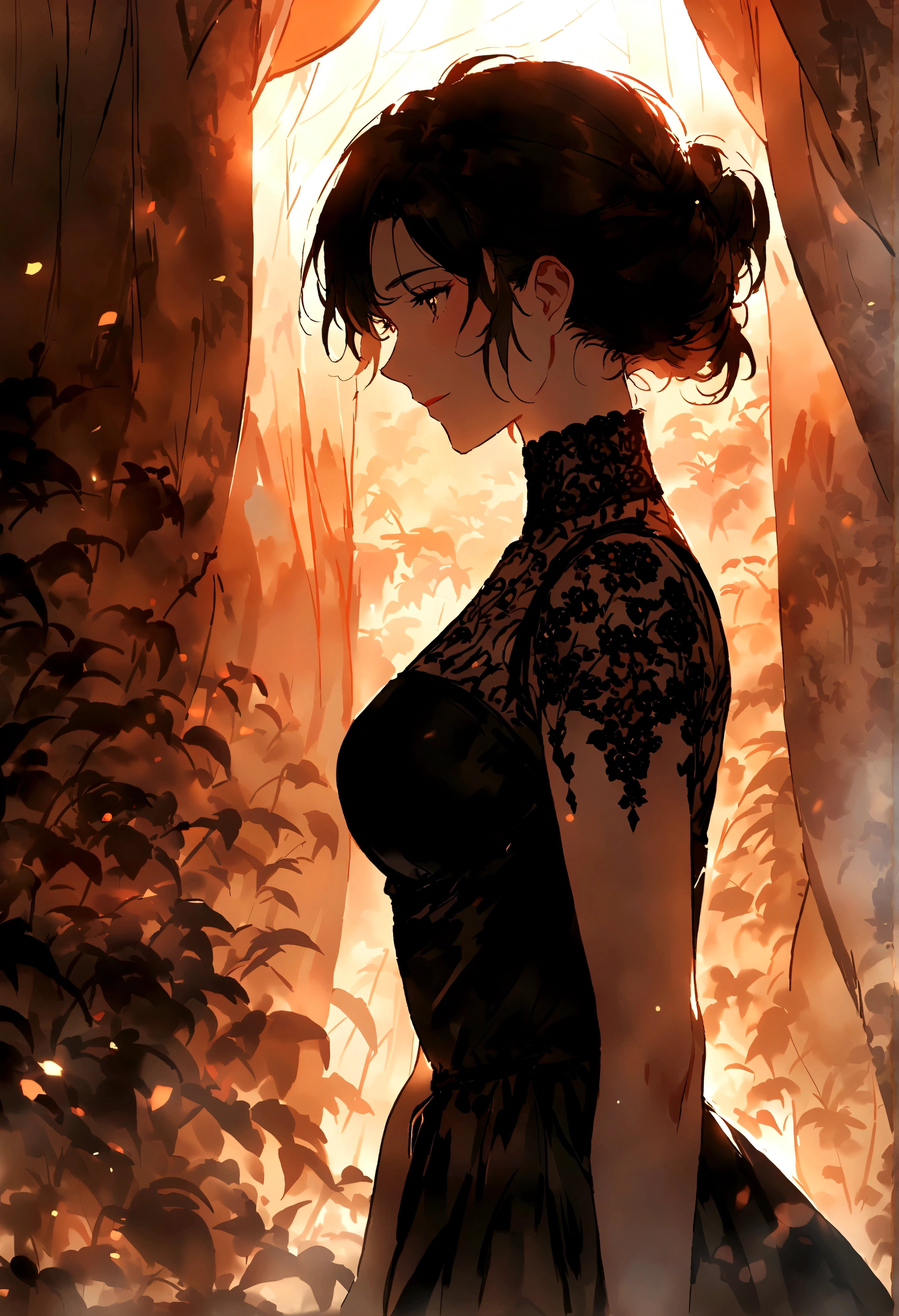 Warm sun,valley,Heavy fog,Soft lighting,mystery,Girl