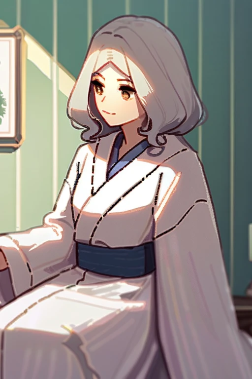 ((Лучшее качество)), ((шедевр)), (подробный), a girl in a bathrobe in the bedroom,