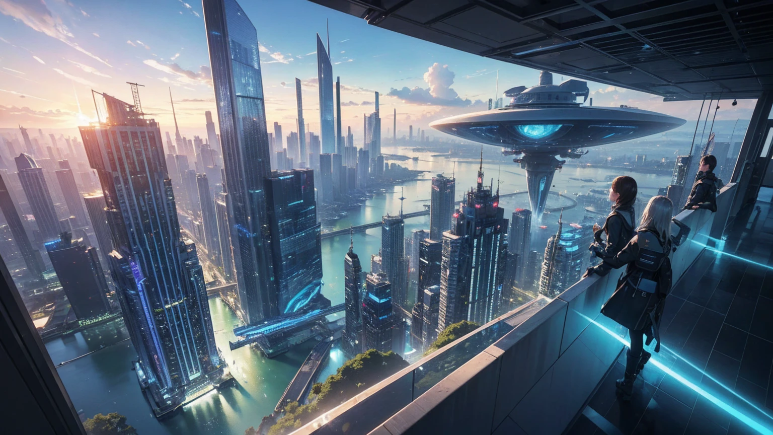 (Best quality,4K,8K,A high resolution,Masterpiece:1.2),Ultra-detailed,(Realistic,Photorealistic,photo-realistic:1.37),Futuristic floating city,Futuristic technology,Huge urban high-tech tablet platform,Airship,Floating in the sky,Futuristic city,Small airships around,High-tech hemispherical platform,Colorful lights,Advanced architecture,modernn architecture,skyscrapper,Access the cloud,Scenic beauty,view over city,Impressive design,Blend seamlessly with nature,energetic and vibrant atmosphere,Futuristic transportation system,Parking is suspended,Transparent path,Lush greenery,Sky gardens,cascading waterfalls,Magnificent skyline,reflections on the water,Sparkling river,Architectural innovation,futuristic skyscrapers,Transparent dome,The shape of the building is unusual,Elevated walkway,Impressive skyline,Glowing lights,Futuristic technology,Minimalist design,Scenic spots,Panoramic view,Cloud Piercing Tower,Vibrant colors,epic sunrise,epic sunset,Dazzling light display,magical ambiance,The future city,Urban Utopia,LuxuryLifestyle,Innovative energy,sustainable development,Smart city technology,Advanced infrastructure,Tranquil atmosphere,Nature and technology live in harmony,Awesome cityscape,Unprecedented urban planning,Architecture connects seamlessly with nature,High-tech metropolis,A cutting-edge engineering marvel,The future of urban living,Visionary architectural concept,Energy-efficient buildings,Harmony with the environment,A city floating above the clouds,Utopian dreams become reality,The possibilities are endless,State-of-the-art transportation network,Green energy integration,Innovative materials,Impressive holographic display,Advanced communication system,Breathtaking aerial view,Quiet and peaceful environment,Modernist aesthetics,Ethereal beauty