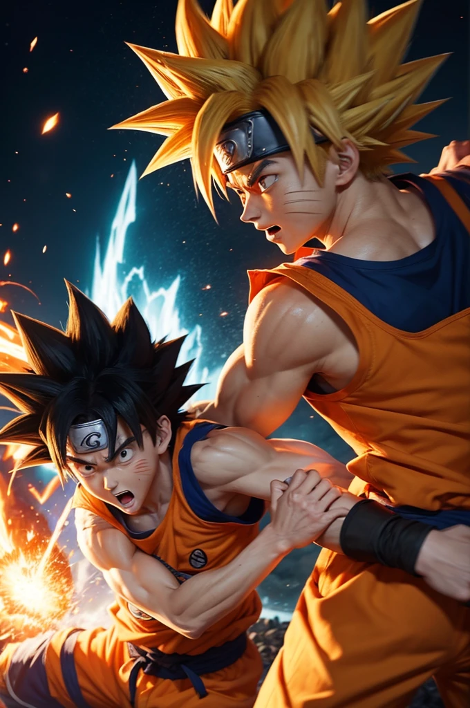 An image of Goku and Naruto in a fight
