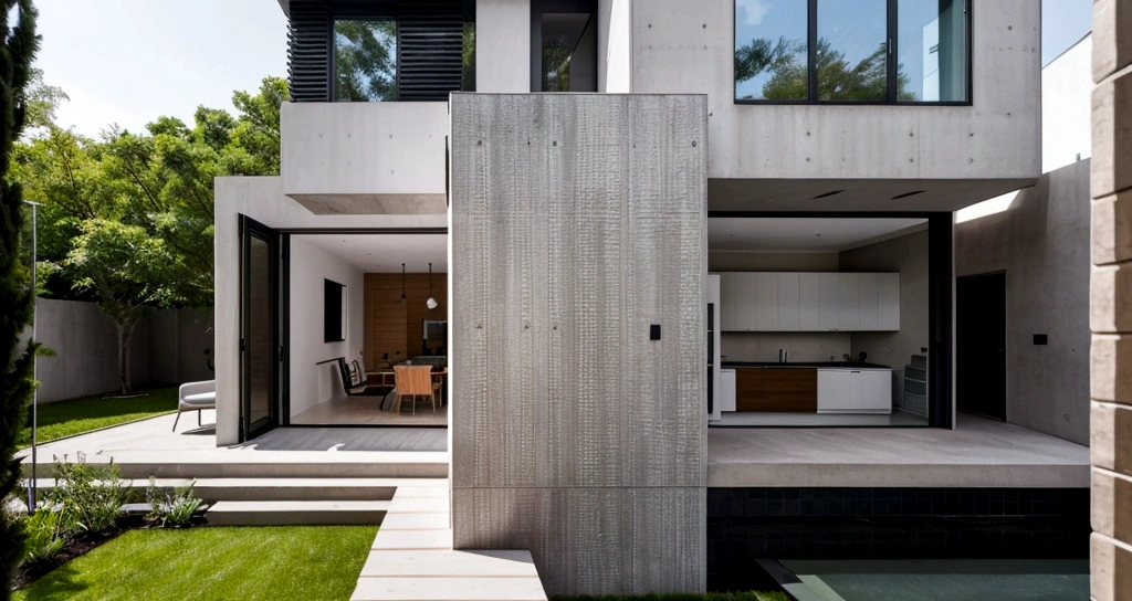 The house has a simple and neat architecture, boxy, with sharp and modern lines. Construction materials such as brick, concrete, glass and metal are widely used to create a modern and shiny appearance.
The front of the house often has large windows or glass walls to maximize natural light and views. The doors are designed spaciously and can open to the garden or front balcony, creating an open and airy living space.
The interior often has an open design, with the living space, kitchen and dining room connected to each other in a reasonable and convenient way. Use simple materials and furniture such as natural wood, steel and glass, combined with elegant colors such as white, gray, and black to create an elegant and modern look.
The outside surface of the house is often planted with trees to cool and beautify, and also help reduce noise from the urban environment. This design often creates harmony between modern living space and the requirements of life in the city.
Realistic images, 8k, extremely high resolution