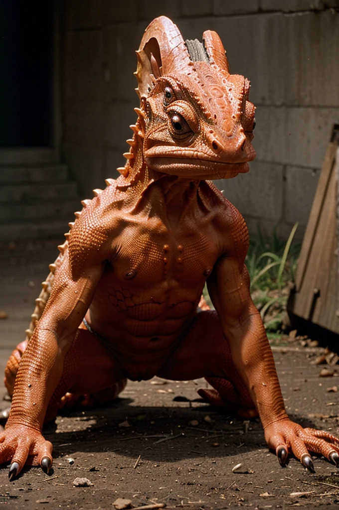 Small Warrior Red Cute Lizard Humanoid, dvd screenshot, 1980s cinema, dark fantasy,, realistic, detailed