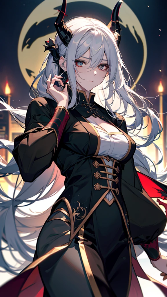 Anime girl with white hair and black clothes holding a demon, artwork in the style of Gwaiz, Jan J, Dark devil dancer, artstation pixivでトレンド, Gwaiz on artstation pixiv, Devil Anime Girl, Gwaiz on pixiv artstation, Dragon Girl, Gwaiz, the Dragon Girl portrait, Anime Monster Girl