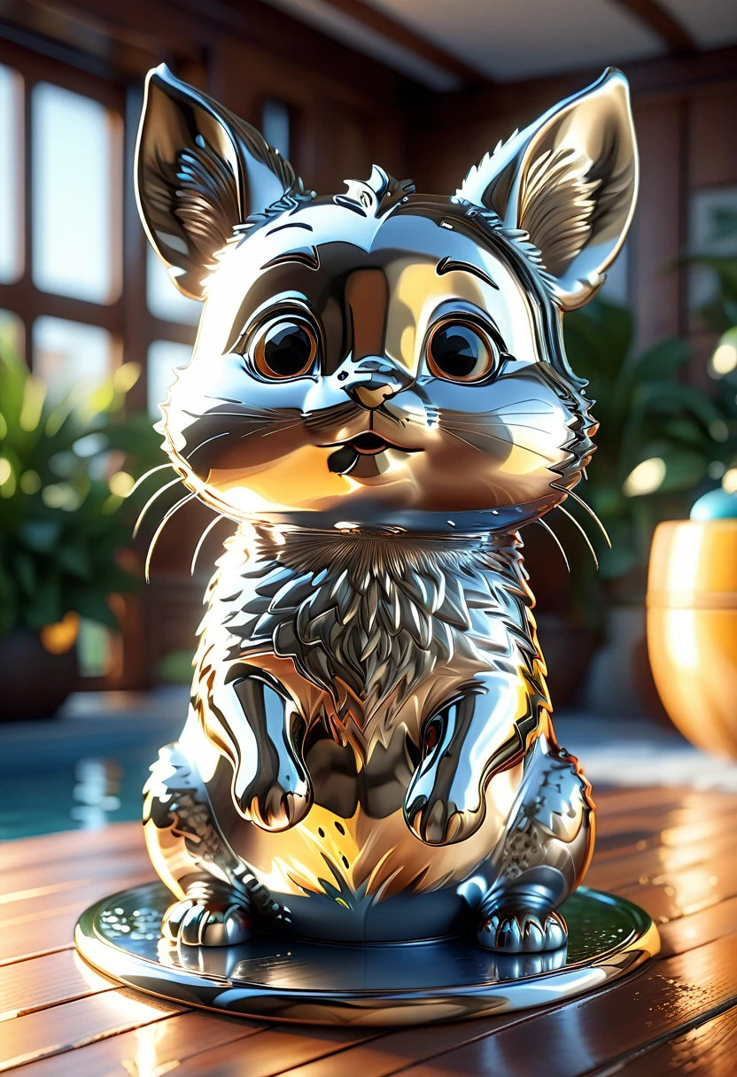 cutepets, liquid metal, [ 3D rendering, 3d style, hyper detailed, octane render, Unreal engine 5, RTX shader, hyper detailed texture with reflection, HDR, ultra realistic, raytracing], by James McDonald and Joarc Architects, home, interior, octane render, deviantart, cinematic, key art, hyperrealism, sun light, sunrays, canon eos c 300, Æ’ 1.8, 35 mm, 8k