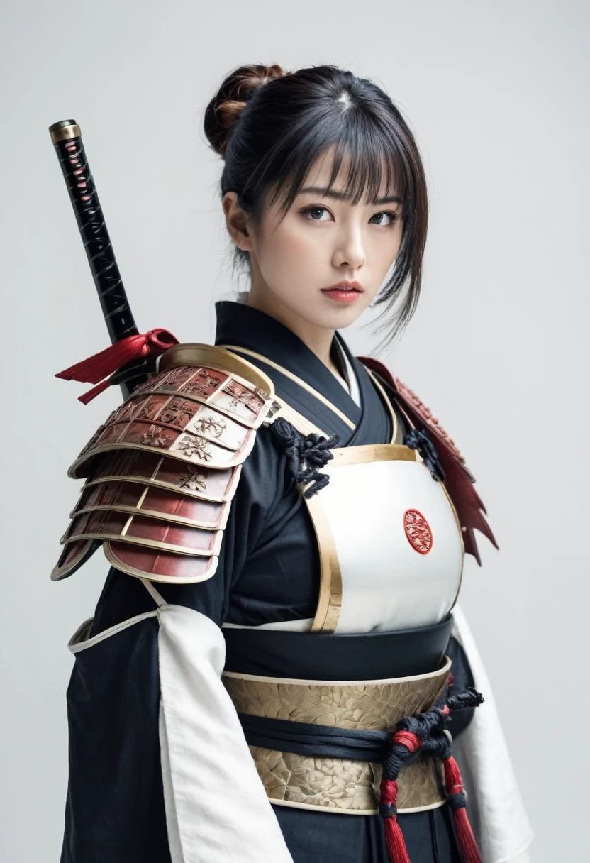 a picture of Japanese female samurai, she has long black hair, wearing samurai armor, armed with a katana, ready for battle, dynamic angle,, Japanese fantasy art, (Masterpiece: 1.5), 16k, highres, best quality, high details, ultra detailed, masterpiece, best quality, (extremely detailed), arafed, dnd art, , magical dagger
