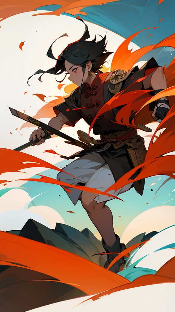 The warrior searches for rare Chinese herbs in the valley.