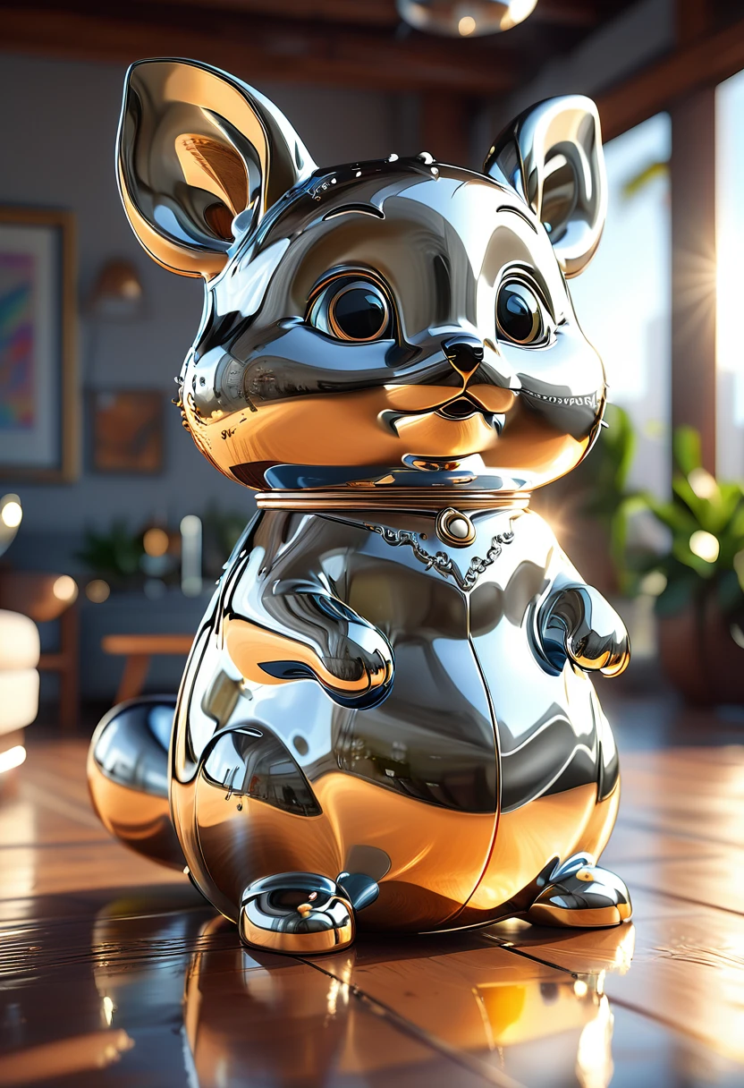 cutepets, liquid metal, [ 3D rendering, 3d style, hyper detailed, octane render, Unreal engine 5, RTX shader, hyper detailed texture with reflection, HDR, ultra realistic, raytracing], by James McDonald and Joarc Architects, home, interior, octane render, deviantart, cinematic, key art, hyperrealism, sun light, sunrays, canon eos c 300, Æ’ 1.8, 35 mm, 8k