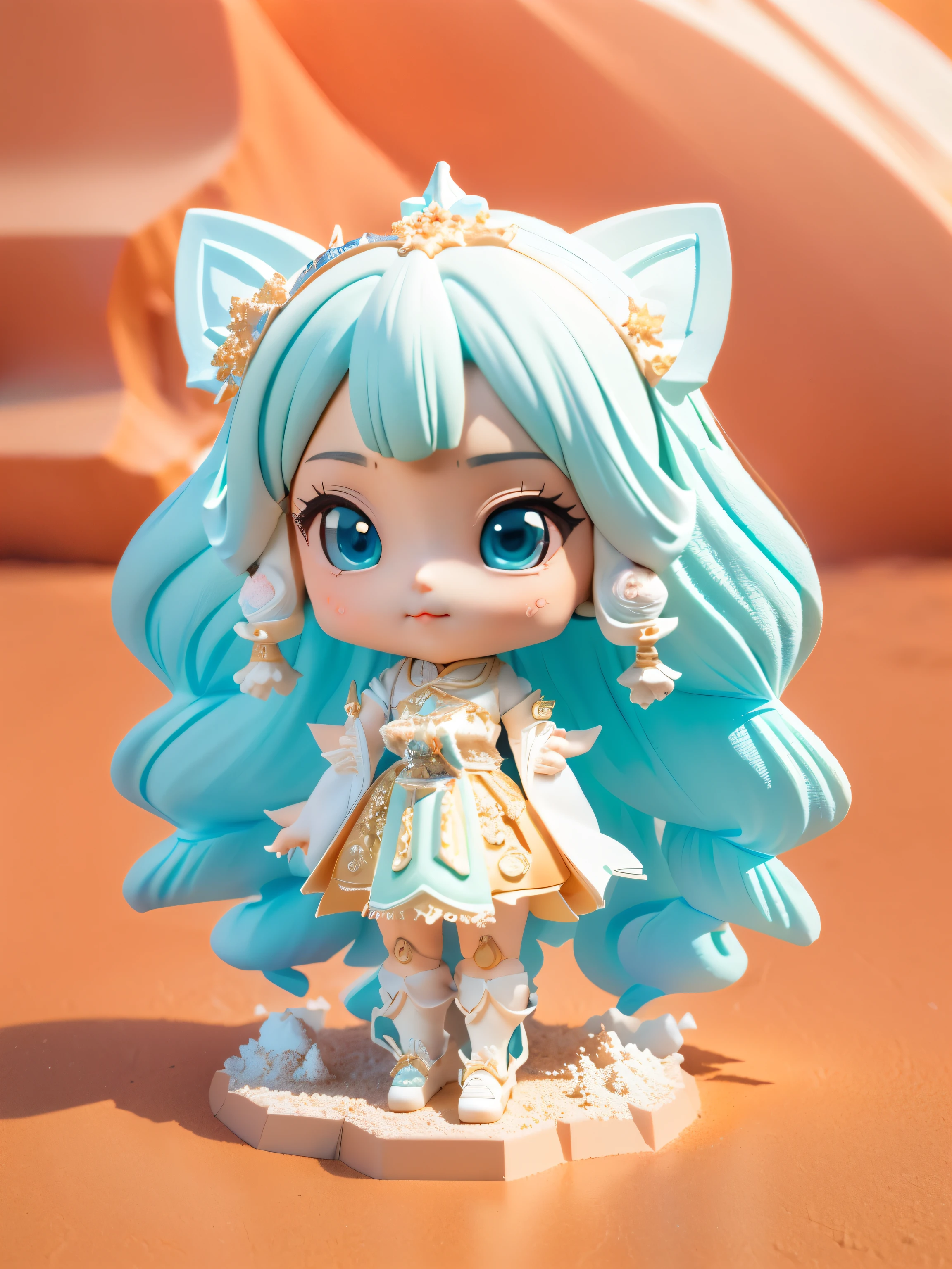 Surrealism, blind box toy style, rococo style, high detail, pixar, cubism, sparkle, ray tracing, Fujicolor, halftone, uhd, textured skin, award winning, best quality, 8k
Super charming girl full body 3D picture, 1, beautiful eyes, big eyes, charming, Happy, C4D, pop matte blind box, Long white hair, Glowing bubbles, toy, Solid color background, Red Cliff, Fluorescent translucent, Illuminator, Kawaii, toy娃娃, ((Dunhuang style，The era of color，Desert Background))), Reference Table, Pop Mart blind box, pixar, Intricate details, 3d rendering, mixer, Overclocking Renderer, Reference table, Dribbling, High Detail, 8K, Studio Lighting, , , , Red Cliff, SD Role: 1.1, Starry sky background