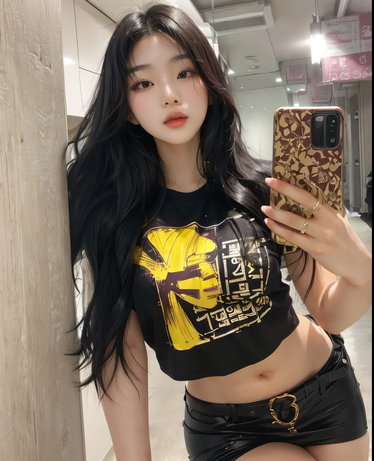 korean, Asian girl, large lips, Bblack hair, Youngh 