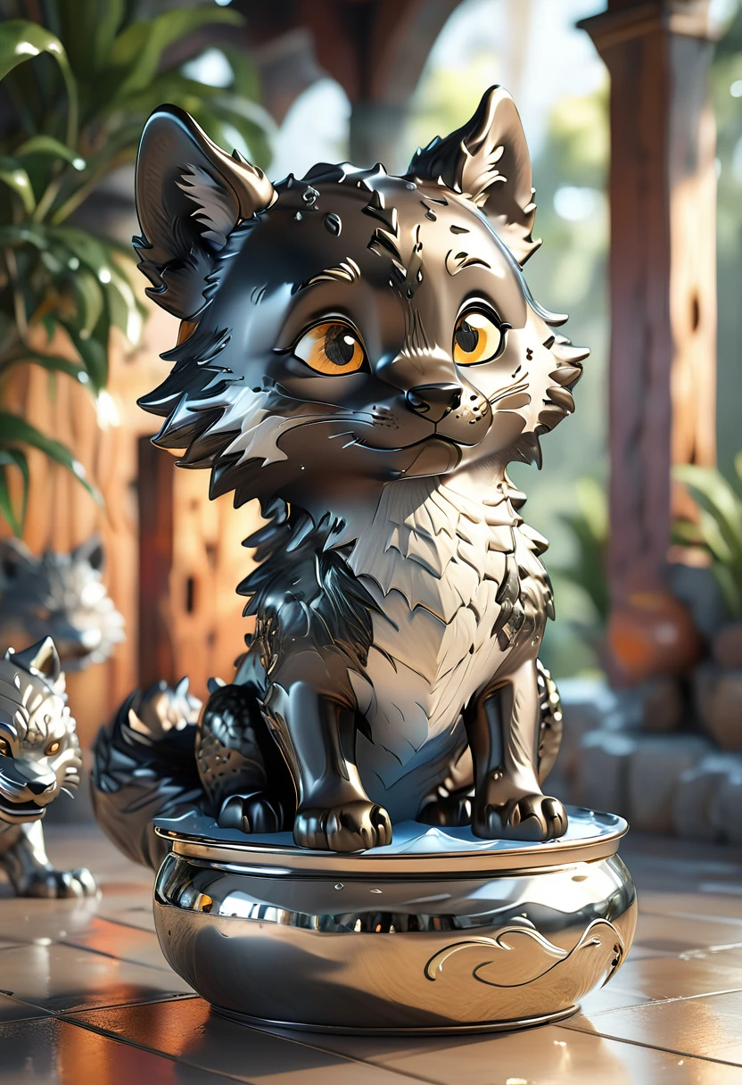 cutepets, tiger, dragon, wolf, black wolf, liquid metal, [ 3D rendering, 3d style, hyper detailed, octane render, Unreal engine 5, RTX shader, hyper detailed texture with reflection, HDR, ultra realistic, raytracing], by James McDonald and Joarc Architects, home, interior, octane render, deviantart, cinematic, key art, hyperrealism, sun light, sunrays, canon eos c 300, Æ’ 1.8, 35 mm, 8k
