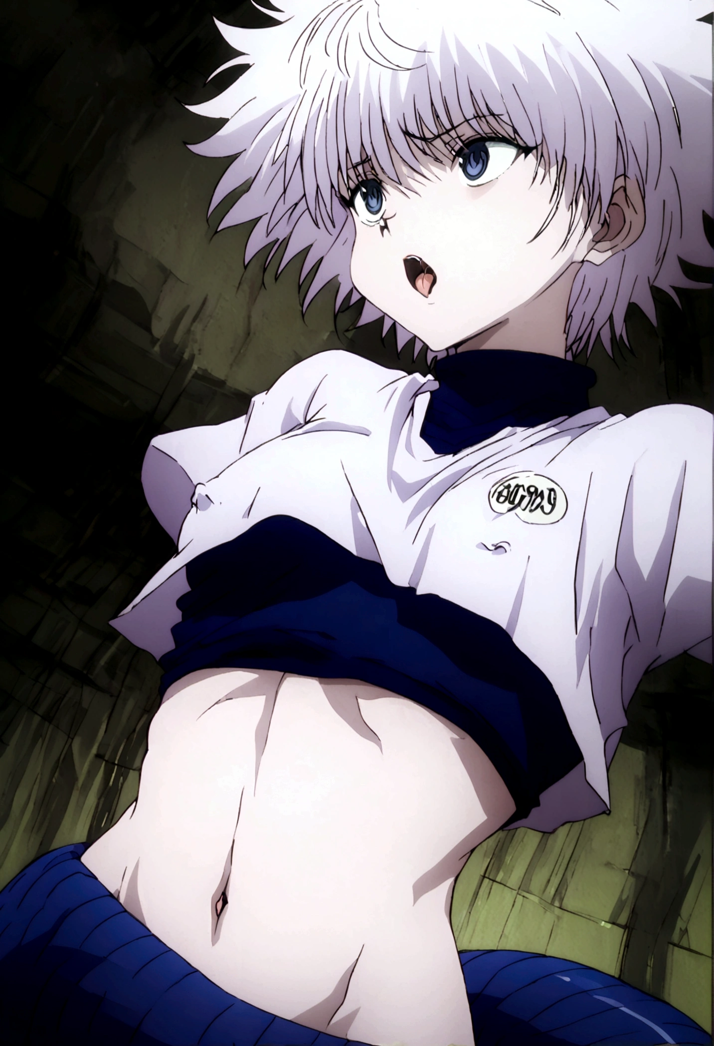 killua ahegao nipple lactating crop top and lamia body