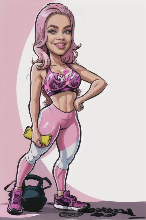 drawing of a woman in a pink sports bra and leggings, caricature illustration, in cartoon style, caricature style, full color Digital illustration, cartoon digital art, digital art cartoon, Cartoon portrait, cartoon style illustration, cartoon art style, digitally colored, caricature!!!, cartoon digital painting, colorful illustration, highly detailed cartoon, Digital illustration -, Digital illustration, cartoon illustration