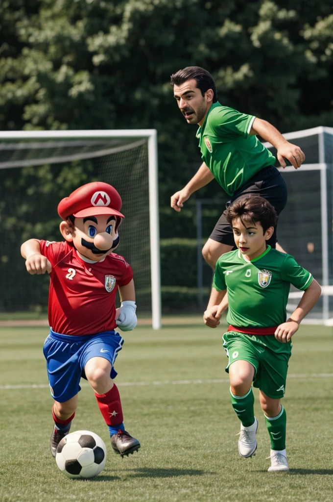 Mario and Luigi playing soccer