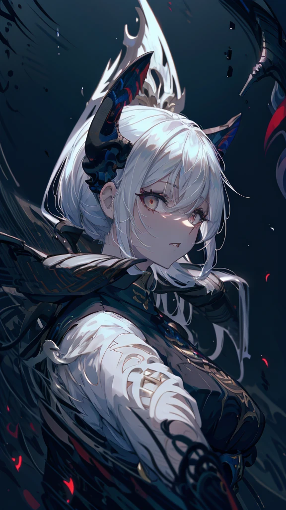 Anime girl with white hair and black clothes holding a demon, artwork in the style of Gwaiz, Jan J, Dark devil dancer, artstation pixivでトレンド, Gwaiz on artstation pixiv, Devil Anime Girl, Gwaiz on pixiv artstation, Dragon Girl, Gwaiz, the Dragon Girl portrait, Anime Monster Girl

