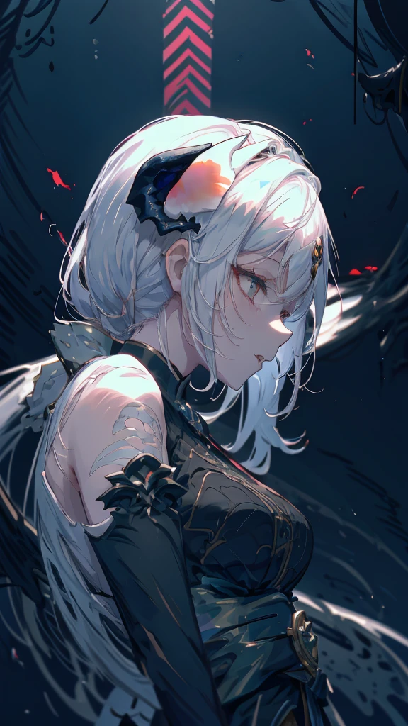 Anime girl with white hair and black clothes holding a demon, artwork in the style of Gwaiz, Jan J, Dark devil dancer, artstation pixivでトレンド, Gwaiz on artstation pixiv, Devil Anime Girl, Gwaiz on pixiv artstation, Dragon Girl, Gwaiz, the Dragon Girl portrait, Anime Monster Girl

