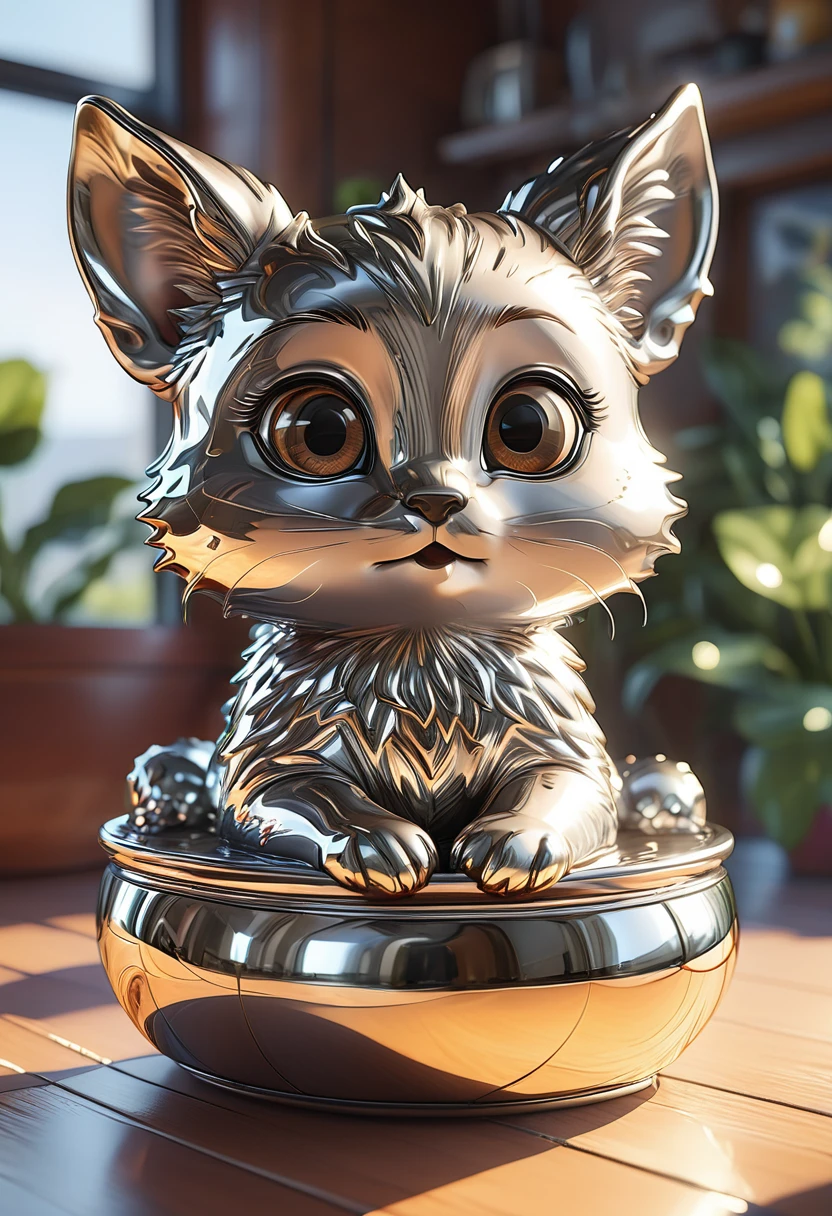 cutepets, liquid metal, [ 3D rendering, 3d style, hyper detailed, octane render, Unreal engine 5, RTX shader, hyper detailed texture with reflection, HDR, ultra realistic, raytracing], by James McDonald and Joarc Architects, home, interior, octane render, deviantart, cinematic, key art, hyperrealism, sun light, sunrays, canon eos c 300, Æ’ 1.8, 35 mm, 8k