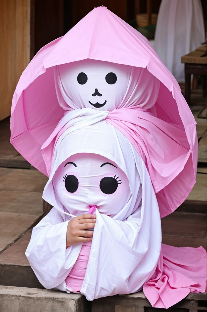 Pocong pocong ketawa warna pink kejebur comberan deket pasar  diketawain warga