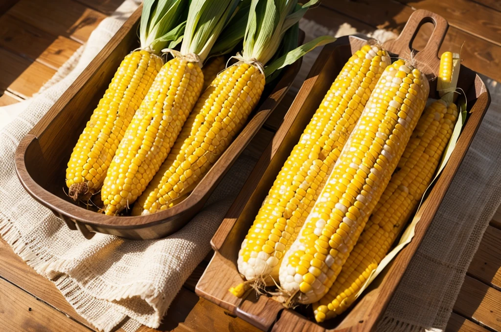 Harvested potatoes and corn