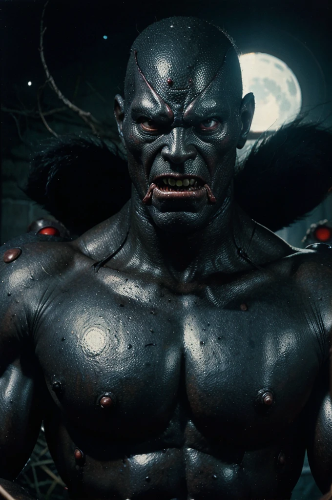 Giant Aracnide Monster Man, dvd screenshot, 1980s cinema, dark fantasy,, realistic, detailed, body horror, horror cosmic