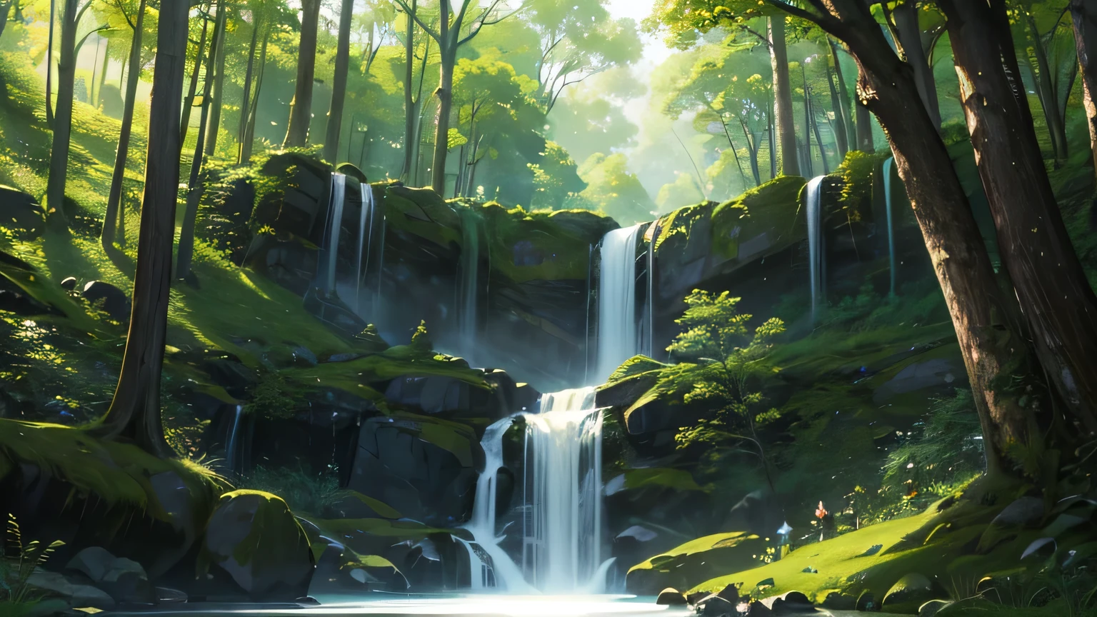 a huge cascade in a secret forest